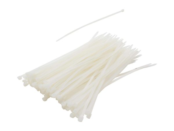 Nippon Labs 8" Intermediate Cable Ties Black Color 100pcs/Bag - White