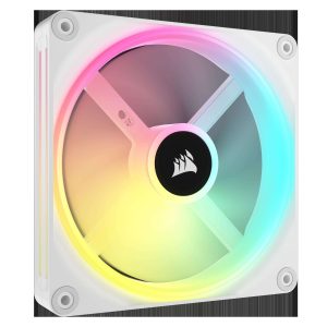CORSAIR QX RGB Series, iCUE LINK QX120 RGB WHITE, 120mm Magnetic Dome RGB Fan, Starter  Kit - 140mm,Single Pack