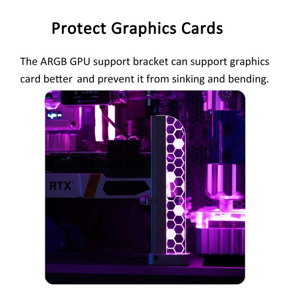 PANO-MOUNTS 5V 3-Pin ARGB Addressable RGB GPU Support Bracket Holder Sliding Height Adjustable Magnetic With Acrylic For Graphics and Video Cards White