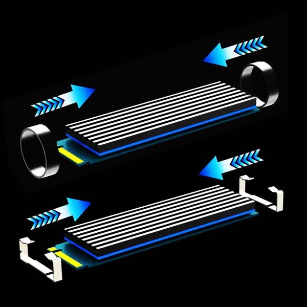 GLOTRENDS M.2 Heatsink for 2280 M.2 SSD, Fit for PC/PS5/PS5 Slim Installation, 22x70x3mm Aluminum Body, Including Thermal Pad