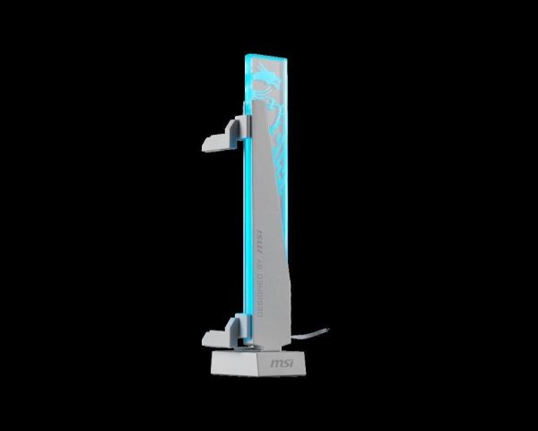 MSI Graphics Stand Model MPG ARGB GRAPHICS CARD STAND - WHITE Magnetic Base 8 mm Tempered Glass Mystic Light Sync