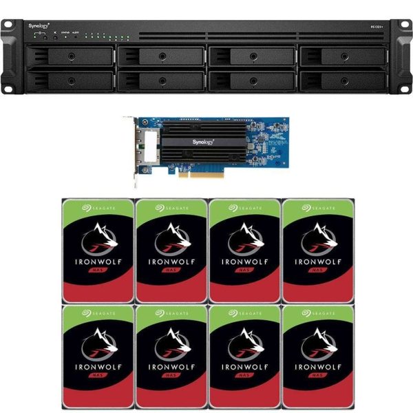 Synology RS1221+ RackStation with 4GB RAM, E10G18-T2 10GbE Adapter and 32TB (8 x 4TB) of Seagate Ironwolf NAS Drives Fully Assembled and Tested By CustomTechSales - 4GB DDR4,64TB (8 x 8TB)