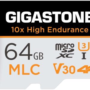[10x High Endurance] Gigastone Industrial 8GB MLC Micro SD Card, Full HD Video Recording, Security Cam, Dash Cam, Surveillance Compatible 85MB/s, U1 C10, with Adapter [5-Yrs Free Data Recovery] - 64GB,1-Pack
