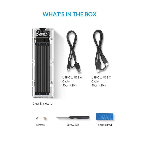 ORICO PSSD 1TB M.2 NVME 2280 SSD With ORICO Transparent SSD Enclosure M Key USB3.1 Gen2 10Gbps,  Replace for 1TB M.2 NVME Portable SSD