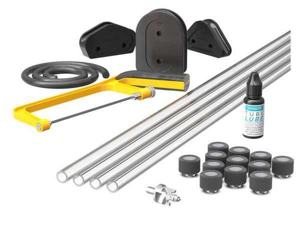 PrimoChill (Complete Kit) 4x 14mm Acrylic/PMMA Tubes, 12x Metrix SX Fitting, Bending Jig/Kit, Cutter and Finishing Bit - TX Matte Gun Metal