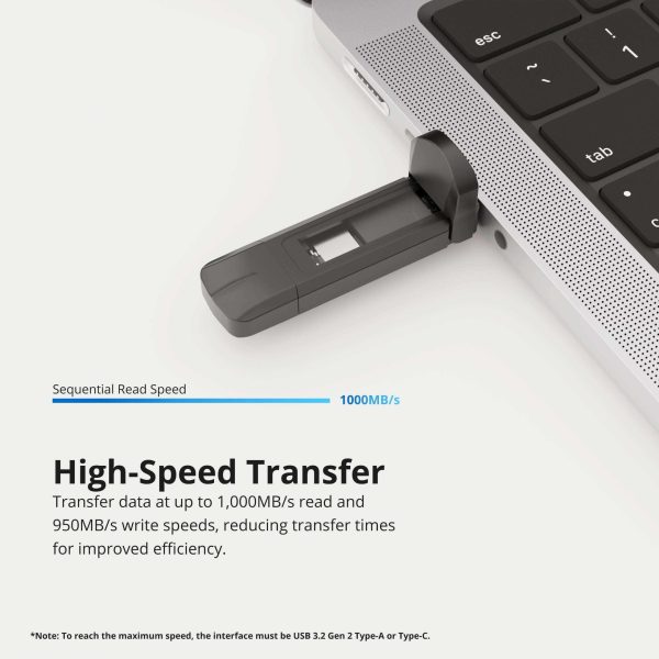 Timetec 256GB Pro Portable USB 3.2 Gen 2 Type-C/Type-A SSD Read Speed 1000MB/s Solid State Drive Stick