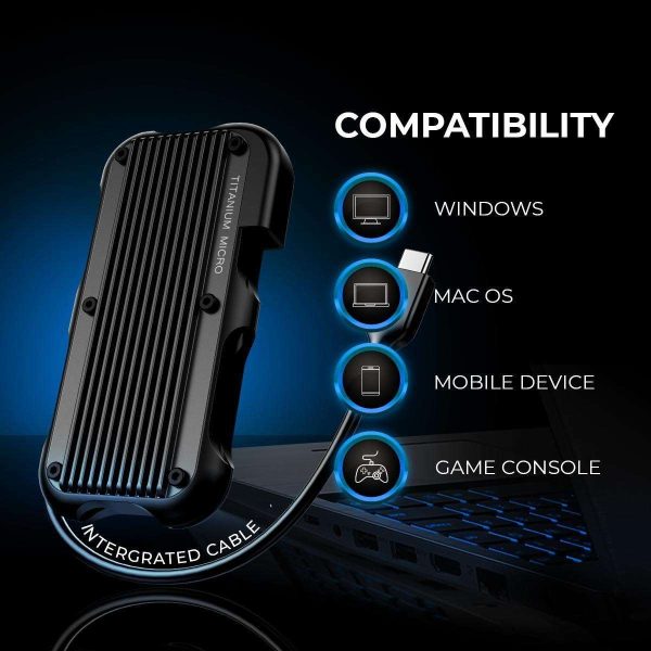 Titanium Micro Mercury 4TB Portable Aluminum SSD Up to 1000MB/S NVMe USB 3.1 IP66 water dust resistant for PC Mac Android and Game Console