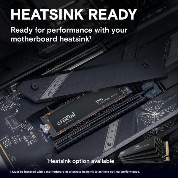 Crucial T705 4TB PCIe Gen5 NVMe M.2 SSD - Up to 14,100 MB/s - Game Ready - Internal Solid State Drive (PC) - +1mo Adobe CC - CT4000T705SSD3