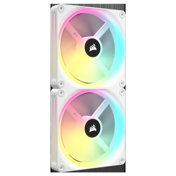 CORSAIR QX RGB Series, iCUE LINK QX120 RGB WHITE, 120mm Magnetic Dome RGB Fan, Starter  Kit - 140mm,Dual Pack