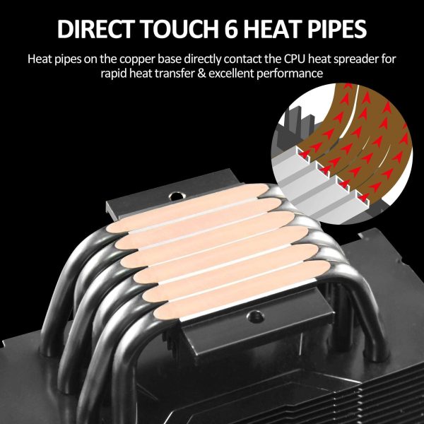PANO-MOUNTS CPU Cooler Stock Air Cooling Fan with 120mm ARGB 4Pin PC PWM Fans 6 Heat Pipes TDP 210W for Intel LGA 1700 LGA 1200 LGA 1155 LGA 1151 AMD AM5/AM4