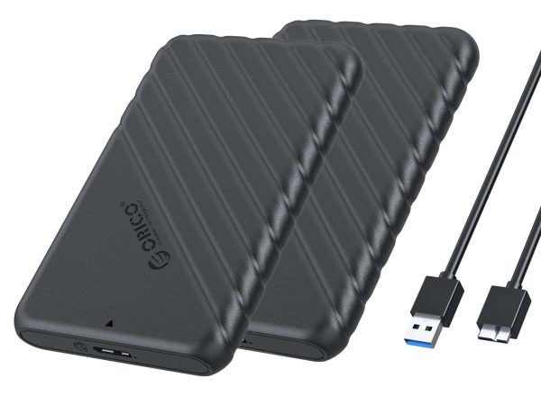 ORICO 2.5 inch External Hard Drive Enclosure USB3.0 to SATAIII 5Gbps HDD SSD Storage Case for 7mm 9.5mm SATA HDD SSD Max 6TB Support UASP protocols and TRIM - Black,USB 3.0,2 Packs