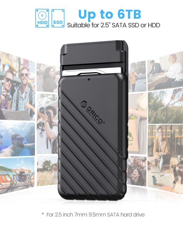 ORICO 2.5 inch External Hard Drive Enclosure USB3.0 to SATAIII 5Gbps HDD SSD Storage Case for 7mm 9.5mm SATA HDD SSD Max 6TB Support UASP protocols and TRIM