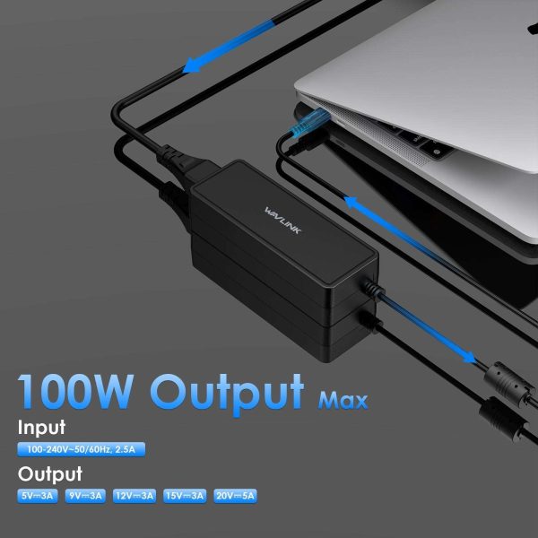 Wavlink PD 100W USB-C GaN Fast Charger, Universal USB-C Charger for Laptops, Tablets, Phones and more, Compatible with MacBook, Chromebook, Lenovo, Dell, HP, Asus, Huawei, Samsung, Switch, PS, Xbox