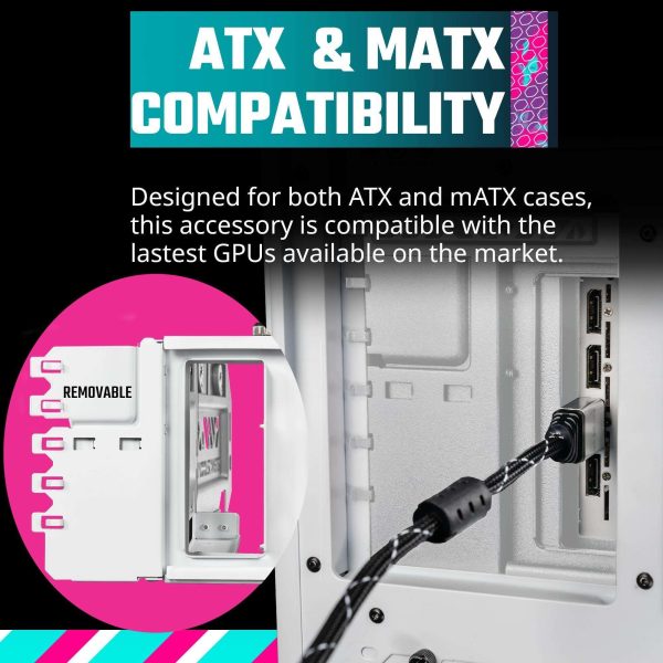 Cooler Master MasterAccessory Vertical Graphics Card Holder Kit V3 White with Premium Riser Cable PCI-E 4.0 x16 - 165mm, Compatibility PCIe 4.0 and older for E-ATX, ATX , Micro ATX Chassis (MCA-U000R-