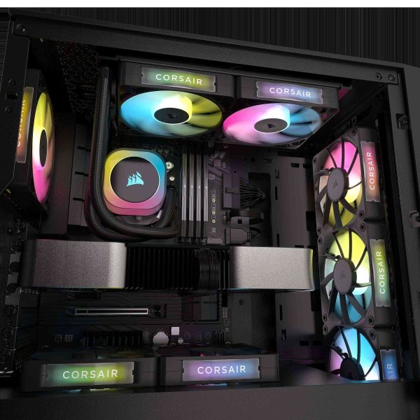 CORSAIR iCUE Link RX120 RGB 120mm PWM Fans with iCUE Link System Hub - Magnetic Dome Bearing - Triple Pack - Black