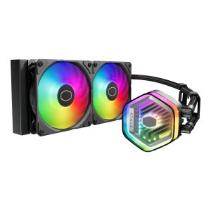 Cooler Master MasterLiquid 360 Atmos ARGB Close-Loop AIO Liquid Cooler, Customize Pump, Sickleflow Edge PWM Fans, 360mm Radiator, CryoFuze, AMD Ryzen AM5/AM4, Intel LGA1700/1200 (MLX-D36M-A25PZ-R1) - 2 Fan Slots (120 mm),Black,MasterLiquid 240 Atmos ARGB