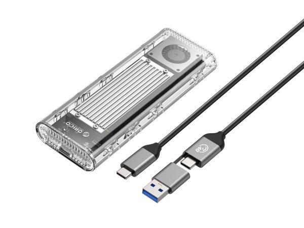 ORICO TCM2-C3 Aluminum USB 3.1 Gen2 Type-C NVMe M.2 Hard Drive Enclosure 10Gbps Date Transfer Rate Support UASP Protocol with Type-C to C Cable - Red - Silver,USB 4.0 (40Gbps) (USB-C),1,M.2 NVMe 40Gbps,1 Bay