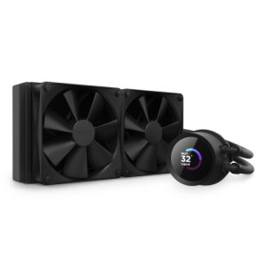 NZXT Kraken 240mm - RL-KN240-B1 – AIO CPU Liquid Cooler - LCD Display - 2 x F120P Static Pressure Fan Radiator Fans LGA 1700 / AM5 Compatible - 2 Fan Slots (120 mm)