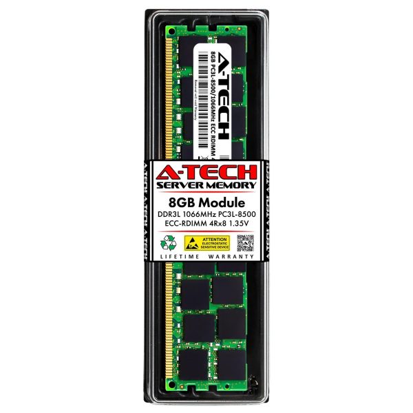 A-Tech 32GB (4x8GB) 4Rx8 PC3-8500R DDR3 1066 MHz ECC RDIMM 1.5V Registered DIMM 240-Pin Quad Rank x8 Server & Workstation RAM Memory Upgrade Kit - 8GB,DDR3L 1066 (PC3L 8500)