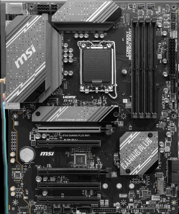 MSI B760 GAMING PLUS WIFI LGA 1700 (280) DDR5 ATX Motherboards - Intel,  SATA 6Gbps, Wi-Fi 6E, Bluetooth 5.3,  7.1 HD Audio, PCIe 4.0 x16, 2.5G LAN