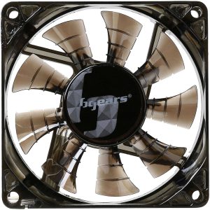 Bgears b-PWM 80 Translucent Blue with Blue LEDs, 2 ball Bearing PWM fan with  500 to 4000RPM, 78CFM, 37dba - Black