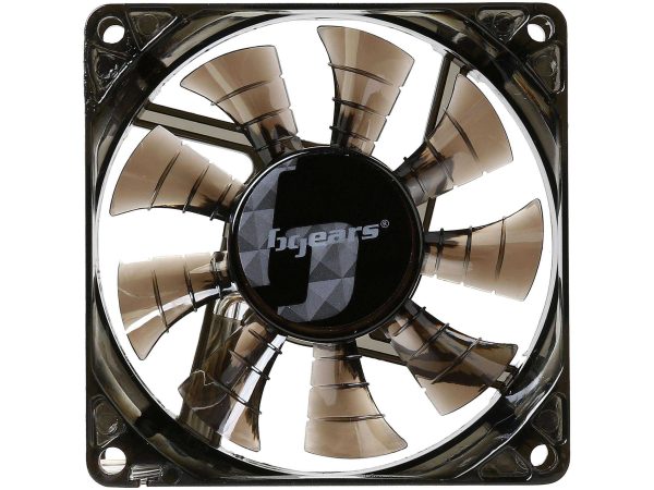 Bgears b-PWM 80 Translucent Blue with Blue LEDs, 2 ball Bearing PWM fan with  500 to 4000RPM, 78CFM, 37dba - Black