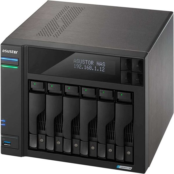 Asustor AS6706T Lockerstor 6 Gen2,4Bay NAS,Quad-Core 2.0GHz CPU,Dual 2.5GbE Ports,8GB DDR4,Four M.2 SSD Slots (Diskless)
