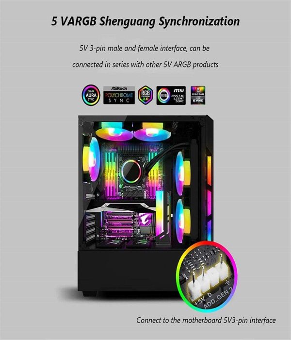 Coolmoon cm-GH2 Vertical GPU Support Bracket Colorful 5V A-RGB Bracket Computer Graphics Video Card Stand GPU Holder, White