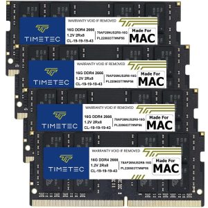 Timetec Hynix IC 32GB KIT(2x16GB) Compatible for Apple 2019 iMac 27-inch w/Retina 5K Display, Late 2018 Mac Mini DDR4 2666MHz PC4-21300 2Rx8 CL19 1.2V SODIMM Memory RAM Upgrade (32GB KIT(2x16GB)) - 64GB (4 x 16GB)
