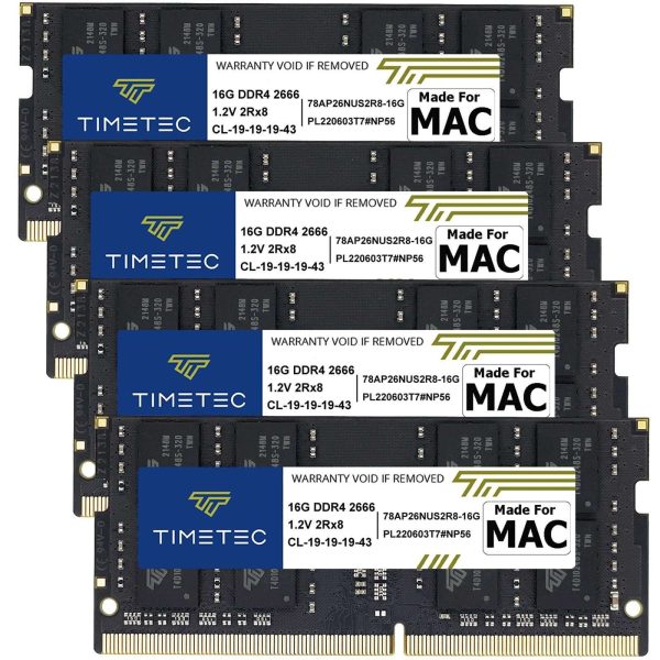 Timetec Hynix IC 32GB KIT(2x16GB) Compatible for Apple 2019 iMac 27-inch w/Retina 5K Display, Late 2018 Mac Mini DDR4 2666MHz PC4-21300 2Rx8 CL19 1.2V SODIMM Memory RAM Upgrade (32GB KIT(2x16GB)) - 64GB (4 x 16GB)