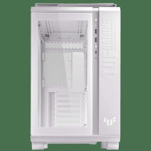 ASUS TUF Gaming GT502 Black ATX Mid-Tower Computer Case with Front Panel RGB Button, USB 3.2 Type-C and 2x USB 3.0 Ports, 2- way Graphic Card Mounting Orientation Compatible, 360mm and 280mm Radiator - White