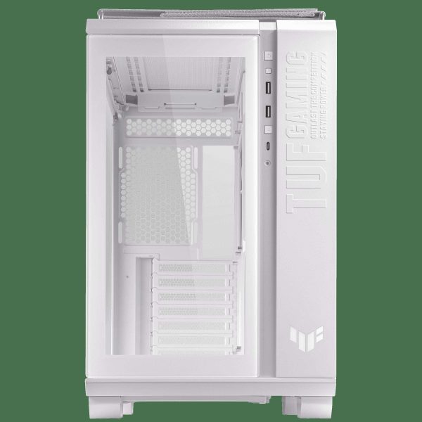 ASUS TUF Gaming GT502 Black ATX Mid-Tower Computer Case with Front Panel RGB Button, USB 3.2 Type-C and 2x USB 3.0 Ports, 2- way Graphic Card Mounting Orientation Compatible, 360mm and 280mm Radiator - White