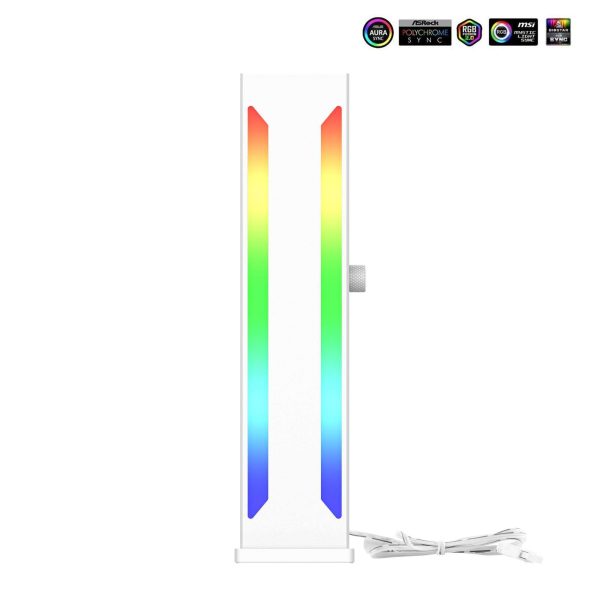 5V 3-Pin ARGB GPU Support Bracket Magnetic Sliding Height Adjustment Aluminum Build  Ideal for Graphics and Video Cards Black - White