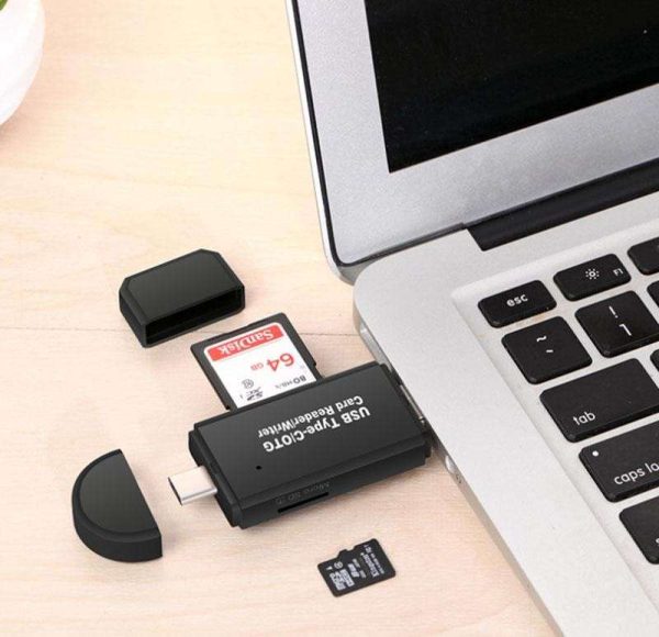 Micro USB OTG to USB 2.0 Adapter, Portable SD/Micro SD Card Reader with Standard USB Male & Micro USB Male Connector for Smartphones Tablets PC & Notebooks with OTG Function