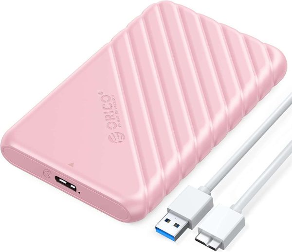 ORICO 2.5 inch External Hard Drive Enclosure USB3.0 to SATAIII 5Gbps HDD SSD Storage Case for 7mm 9.5mm SATA HDD SSD Max 6TB Support UASP protocols and TRIM - Pink,USB 3.0,1 Pack