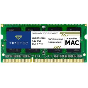 Timetec Hynix IC 4GB DDR3 1066MHz PC3-8500 Unbuffered Non-ECC 1.5V CL7 2Rx8 Dual Rank 204 Pin SODIMM Memory RAM Module Upgrade (4GB)
