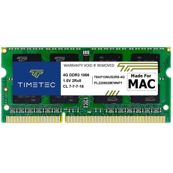 Timetec Hynix IC 4GB DDR3 1066MHz PC3-8500 Unbuffered Non-ECC 1.5V CL7 2Rx8 Dual Rank 204 Pin SODIMM Memory RAM Module Upgrade (4GB) - 4GB
