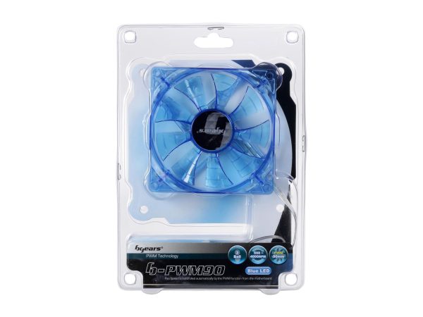 Bgears b-PWM 90 Translucent Blue with Blue LEDs 2 ball Bearing PWM fan with  500 to 4000RPM, 88CFM, 39dba