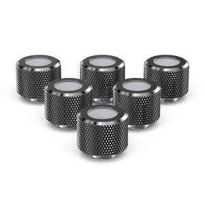 PrimoChill 12mm OD Rigid SX Fitting - 6 Pack - Dark Nickel