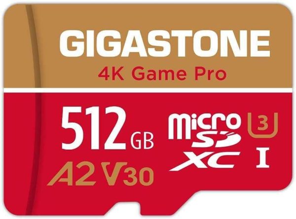 [Gigastone] Micro SD Card 32GB 5-Pack, Camera Plus, MicroSDHC Memory Card for Video Camera, Wyze Cam, Security Camera, Roku, Full HD Video Recording, UHS-I U1 A1 Class 10, up to 90MB/s, with Adapter - 512GB,4K Game Pro,1-Pack