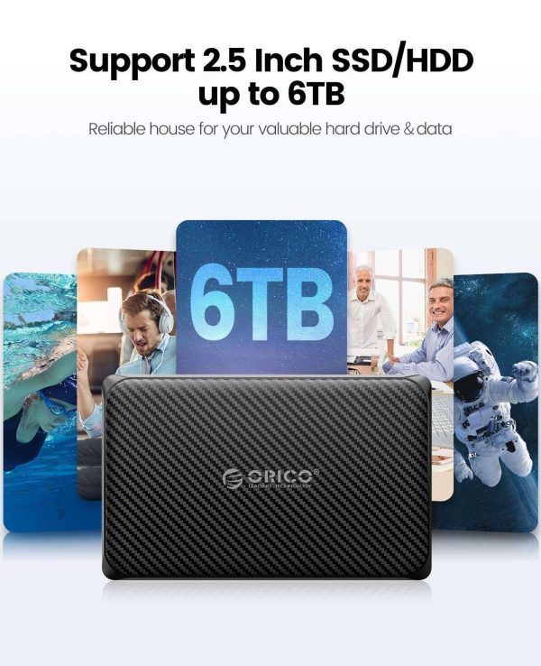 ORICO 2.5'' HDD Enclosure USB C to SATA III 2.5inch 6Gbps High Speed HDD Enclosure for 7/9.5 mm HDD SSD Support UASP Up to 6TB - 2189C3