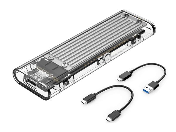 ORICO TCM2-C3 Aluminum USB 3.1 Gen2 Type-C NVMe M.2 Hard Drive Enclosure 10Gbps Date Transfer Rate Support UASP Protocol with Type-C to C Cable - Red - Silver,USB 3.1 Type-C,1,M.2 NVME PCI-E x 4 M-Key SSD,1 Bay