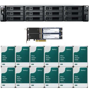Synology RS2423+ 12-Bay NAS with 8GB RAM and 48TB (12 x 4TB) of Synology Plus Series Drives and 800GB (2 x 400GB) Cache Fully Assembled and Tested By CustomTechSales - 8GB,144TB (12 x 12TB)