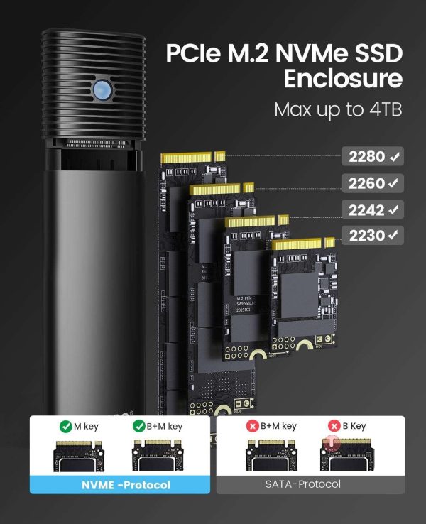 ORICO M.2 NVMe SSD 512GB PCIe Gen3. X4, NVMe 1.3 64L 3D NAND QLC Internal Solid State Drive 2280 with M.2 NVMe SSD Enclosure