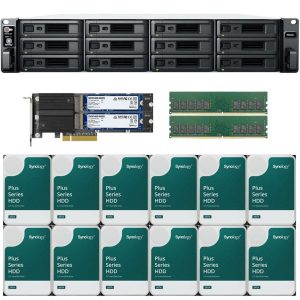 Synology RS2423+ 12-Bay NAS with 8GB RAM and 48TB (12 x 4TB) of Synology Plus Series Drives and 1.6TB (2 x 800GB) Cache Fully Assembled and Tested By CustomTechSales - 16GB,144TB (12 x 12TB)