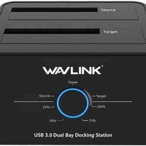Wavlink USB 3.0 to SATA I/II/II Dual Bay External Hard Drive Docking Station for 2.5" 3.5" SATA HDD/SSD Enclosure 2x 16TB Hard Drive Enclosure With UASP, Support Offline Clone Duplicator, Auto Sleep
