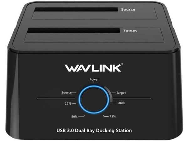 Wavlink USB 3.0 to SATA I/II/II Dual Bay External Hard Drive Docking Station for 2.5" 3.5" SATA HDD/SSD Enclosure 2x 16TB Hard Drive Enclosure With UASP, Support Offline Clone Duplicator, Auto Sleep - Black,Dual SSD,2 Bay