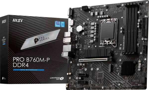 MSI B760 GAMING PLUS WIFI LGA 1700 (280) DDR5 ATX Motherboards - Intel,  SATA 6Gbps, Wi-Fi 6E, Bluetooth 5.3,  7.1 HD Audio, PCIe 4.0 x16, 2.5G LAN - PRO B760M-P DDR4