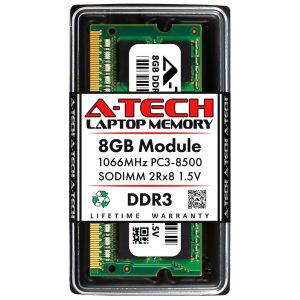A-Tech 16GB (2x8GB) DDR3 / DDR3L 1600MHz SODIMM PC3L-12800 2Rx8 1.35V CL11 Non-ECC Unbuffered 204-Pin SO-DIMM Notebook Laptop RAM Memory Upgrade Kit - 8GB,DDR3 1066 (PC3 8500),7