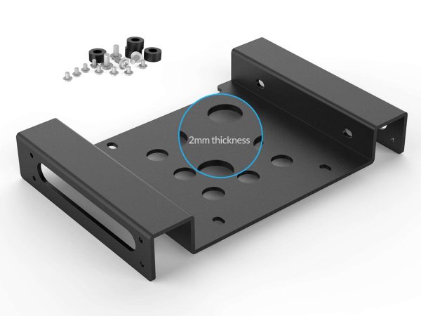 ORICO Aluminum 5.25 inch to 2.5 or 3.5 Inch Internal Hard Disk Drive Mounting Kit with Screws and Shock Absorption Rubber Washer- Black  (AC52535-1S-V1) - 1-Bay